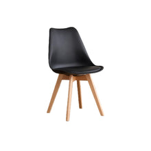 Set de 6 Sillas Fyn, Negro, Diseño Minimalista con Espaldar, Cojín y Patas de Madera