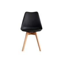 Set de 6 Sillas Fyn, Negro, Diseño Minimalista con Espaldar, Cojín y Patas de Madera