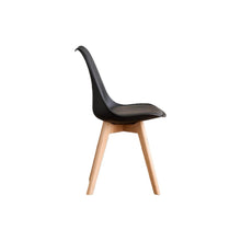 Set de 2 Sillas Fyn, Negro, Diseño Minimalista con Espaldar, Cojín y Patas de Madera