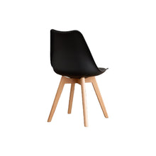 Set de 6 Sillas Fyn, Negro, Diseño Minimalista con Espaldar, Cojín y Patas de Madera