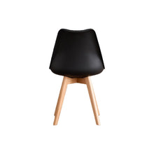 Set de 6 Sillas Fyn, Negro, Diseño Minimalista con Espaldar, Cojín y Patas de Madera
