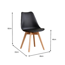 Set de 2 Sillas Fyn, Negro, Diseño Minimalista con Espaldar, Cojín y Patas de Madera