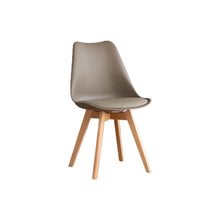 Set de 6 Sillas Fyn, Taupe, Diseño Minimalista con Espaldar, Cojín y Patas de Madera