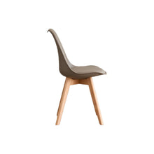 Set de 6 Sillas Fyn, Taupe, Diseño Minimalista con Espaldar, Cojín y Patas de Madera