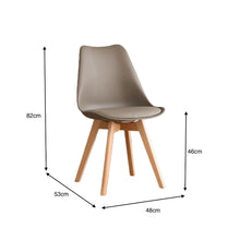 Set de 6 Sillas Fyn, Taupe, Diseño Minimalista con Espaldar, Cojín y Patas de Madera