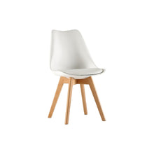 Set de 6 Sillas Fyn, Blanco, Diseño Minimalista con Espaldar, Cojín y Patas de Madera