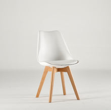 Set de 6 Sillas Fyn, Blanco, Diseño Minimalista con Espaldar, Cojín y Patas de Madera