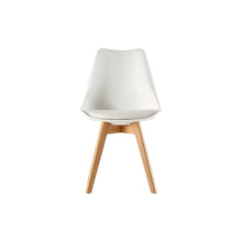 Set de 4 Sillas Fyn, Blanco, Diseño Minimalista con Espaldar, Cojín y Patas de Madera