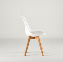 Set de 6 Sillas Fyn, Blanco, Diseño Minimalista con Espaldar, Cojín y Patas de Madera