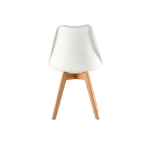 Set de 2 Sillas Fyn, Blanco, Diseño Minimalista con Espaldar, Cojín y Patas de Madera