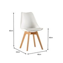 Set de 6 Sillas Fyn, Blanco, Diseño Minimalista con Espaldar, Cojín y Patas de Madera