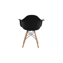 Silla Eymos, Color Negro, con Espaldar y Patas en Madera