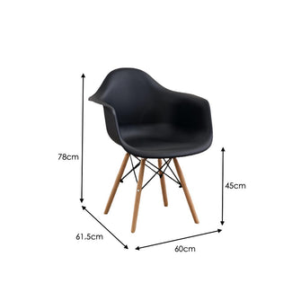 Silla Delia, Color Negro, Con espaldar y patas en Madera X6