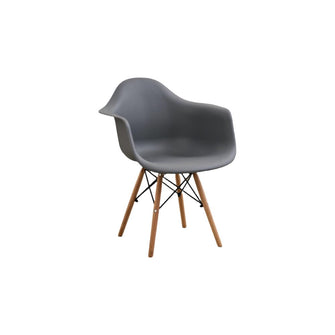 Silla Delia, Color Gris Oscuro, Con espaldar y patas en Madera X4
