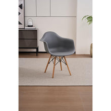 Silla Delia, Color Gris Oscuro, Con espaldar y patas en Madera X2