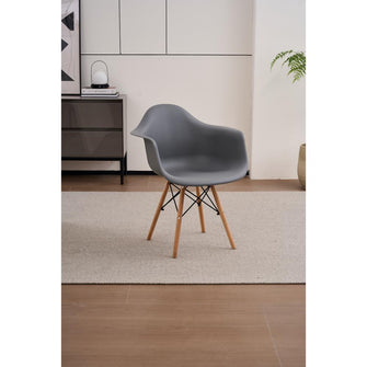Silla Delia, Color Gris Oscuro, Con espaldar y patas en Madera X4