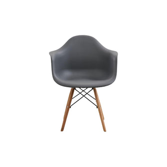 Silla Delia, Color Gris Oscuro, Con espaldar y patas en Madera X4