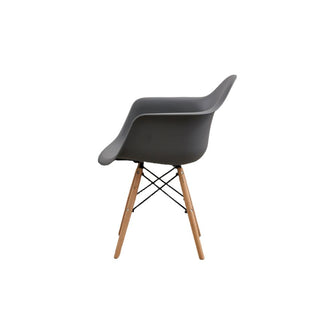 Silla Delia, Color Gris Oscuro, Con espaldar y patas en Madera X4