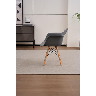 Silla Delia, Color Gris Oscuro, Con espaldar y patas en Madera X4