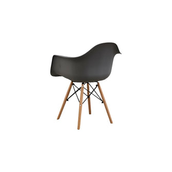 Silla Delia, Color Gris Oscuro, Con espaldar y patas en Madera X4