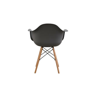 Silla Delia, Color Gris Oscuro, Con espaldar y patas en Madera X4