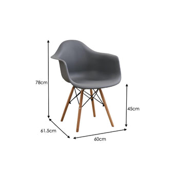 Silla Delia, Color Gris Oscuro, Con espaldar y patas en Madera X4