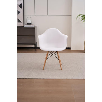 Silla Delia, Color Blanco, Con espaldar y patas en Madera X2