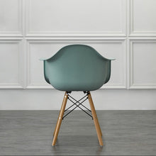 Silla Eymos , Color Azul Claro, con Espaldar y Patas en Madera