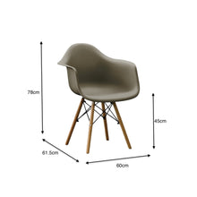 Silla Eymos , Color Taupe, con Espaldar y Patas en Madera