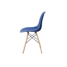 Silla Aira, Color Azul, con Espaldar y Patas en Madera