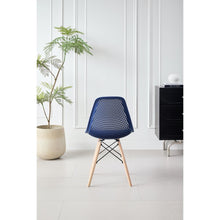 Silla Aira, Color Azul, Con espaldar y patas en Madera X2