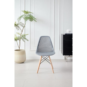 Silla Marcus, Color Gris Oscuro, Con espaldar y patas en Madera X2