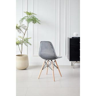 Silla Marcus, Color Gris Oscuro, Con espaldar y patas en Madera X2