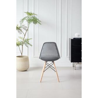 Silla Marcus, Color Gris Oscuro, Con espaldar y patas en Madera X2