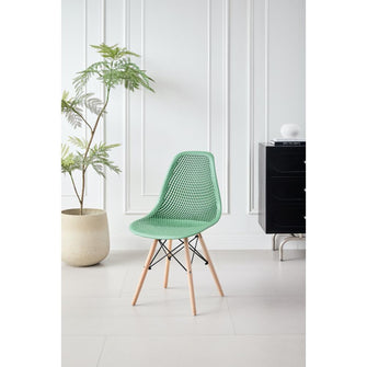 Silla Marcus, Color Verde Oliva, Con espaldar y patas en Madera X2