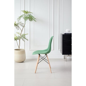 Silla Marcus, Color Verde Oliva, Con espaldar y patas en Madera X2