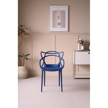 Silla Palermo, Color Azul, con Espaldar y Diseño Moderno X4