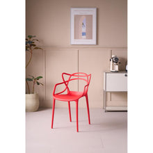 Silla Palermo, Color Rojo, con Espaldar y Diseño Moderno X4