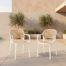 Silla con Brazos Nest, Color Blanco y Beige, Con espaldar y asiento en rejilla X2