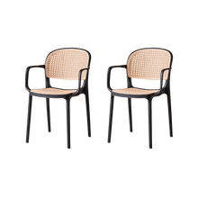 Silla con Brazos Nest, Color Negro y Beige, Con espaldar y asiento en rejilla X2