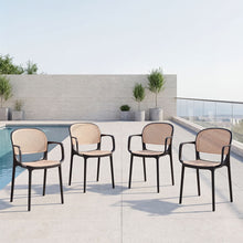 Silla con Brazos Nest, Color Negro y Beige, Con espaldar y asiento en rejilla X4