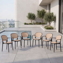 Silla con Brazos Nest, Color Negro y Beige, Con espaldar y asiento en rejilla x6