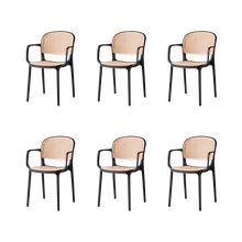 Silla con Brazos Nest, Color Negro y Beige, Con espaldar y asiento en rejilla x6