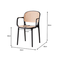 Silla con Brazos Nest, Color Negro y Beige, con Espaldar y Asiento en Rejilla