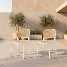 Silla Nest, Color Blanco y Beige, Con espaldar y asiento en rejilla X2
