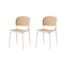 Silla Nest, Color Blanco y Beige, Con espaldar y asiento en rejilla X2
