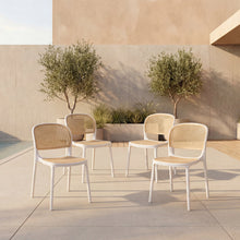 Silla Nest, Color Blanco y Beige, Con espaldar y asiento en rejilla X4