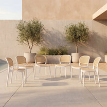 Silla Nest, Color Blanco y Beige, Con espaldar y asiento en rejilla X6