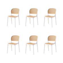 Silla Nest, Color Blanco y Beige, Con espaldar y asiento en rejilla X6