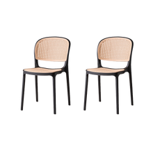 Silla Nest, Color Negro y Beige, Con espaldar y asiento en rejilla X2